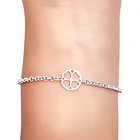 Pulsera Trébol Redondo Calado Eslabón Plata Fina 925 2
