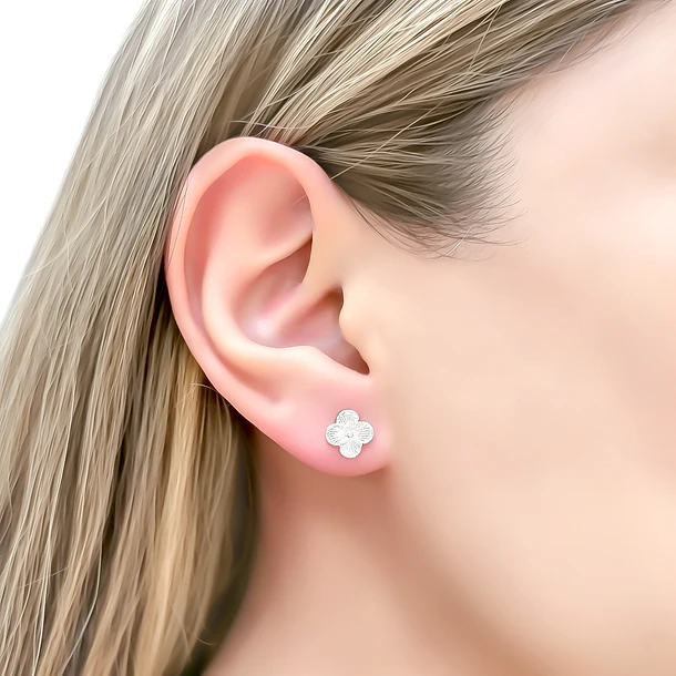 Aros Trébol Mini Plata Fina 925