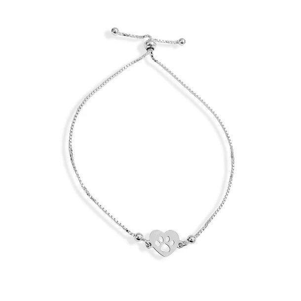 Pulsera Huella Corazón Bolitas Plata Fina 925 Adaptable 3