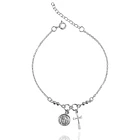 Pulsera San Benito Cruz Bolitas Plata Fina 925 1