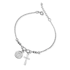Pulsera San Benito Cruz Bolitas Plata Fina 925 3