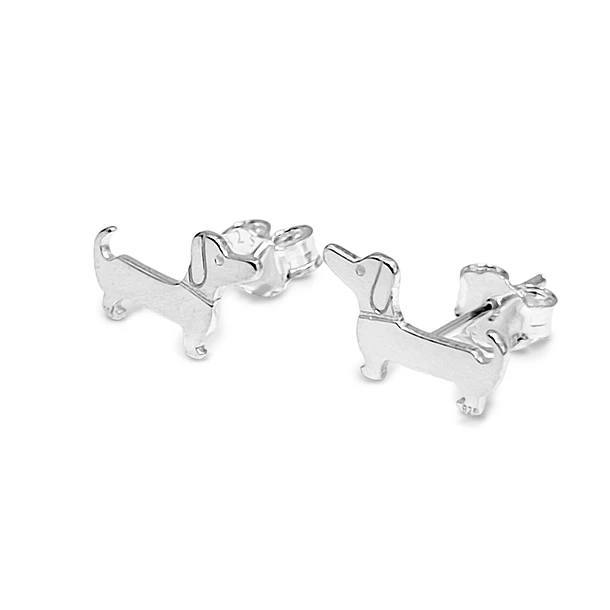 Aros Perro Salchicha Mini Plano Plata Fina 925 3
