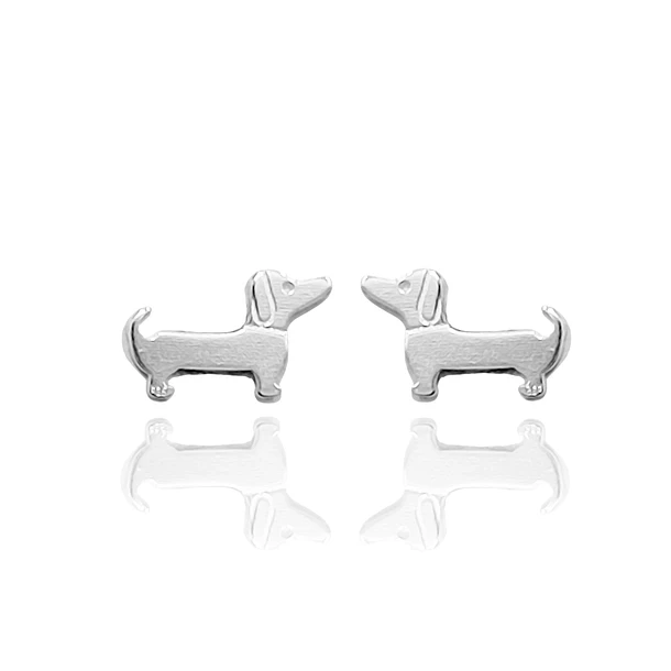 Aros Perro Salchicha Mini Plano Plata Fina 925 1