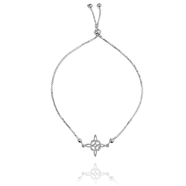 Pulsera Nudo De Bruja Bolitas Plata Fina 925 Ajustable