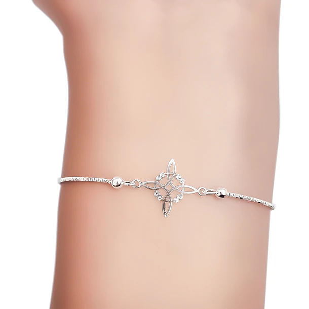Pulsera Nudo De Bruja Bolitas Plata Fina 925 Ajustable