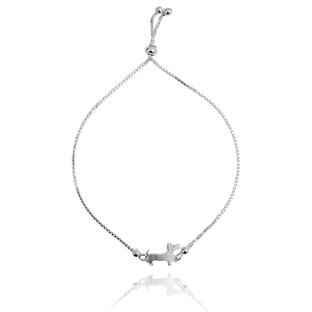 Pulsera Perro Salchicha Bolitas Plata Fina 925 Adaptable