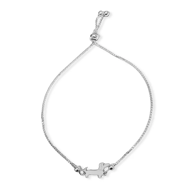 Pulsera Perro Salchicha Bolitas Plata Fina 925 Adaptable 3