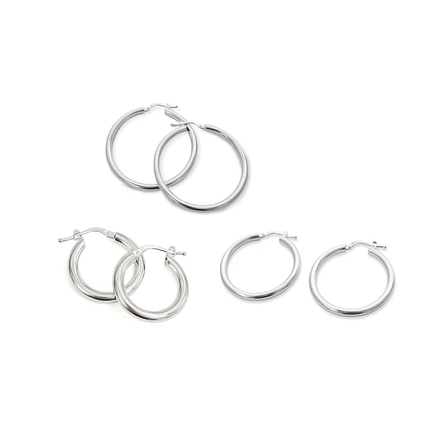 Aros Argolla Tubo Redondo Plata Fina 925