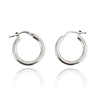 Aros Argolla Tubo Redondo Plata Fina 925 4