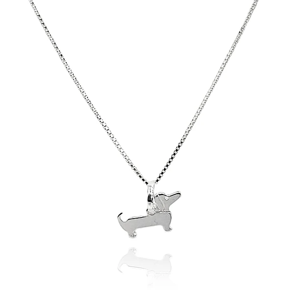 Collar Perro Salchicha Mini Plano Veneciana Plata Fina 925 1