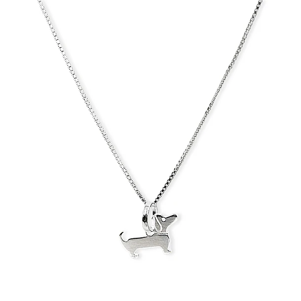 Collar Perro Salchicha Mini Plano Veneciana Plata Fina 925 3