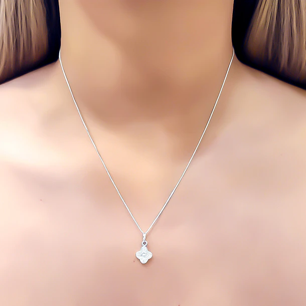 Collar Trébol Mini Veneciana Plata Fina 925