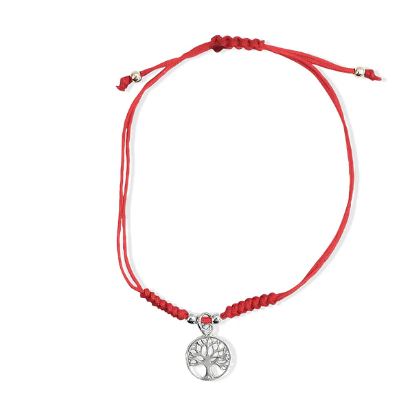 Pulsera Árbol De La Vida Colgante Plata Fina 925 Cordón Rojo 3