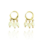 Aros Argolla 3 Perlas De Río Irregulares Enchapado Oro 18K 1