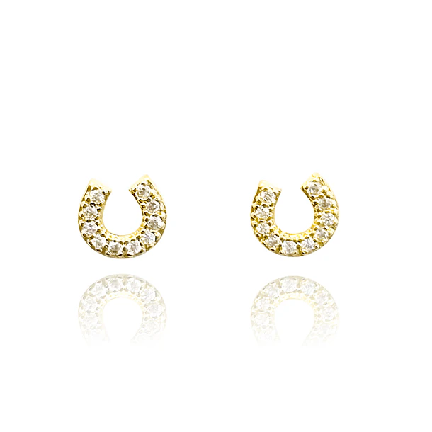 Aros Herradura Micro Circón Enchapado Oro 18K 1