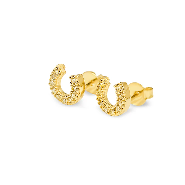Aros Herradura Micro Circón Enchapado Oro 18K 3