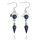 Aros Lapislázuli Media Luna Redondo Gota Plata Fina 950 1