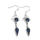 Aros Lapislázuli Media Luna Redondo Gota Plata Fina 950 3