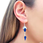 Aros Lapislázuli Media Luna Ovalado Gota Plata Fina 950 2