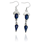 Aros Lapislázuli Media Luna Ovalado Gota Plata Fina 950 1