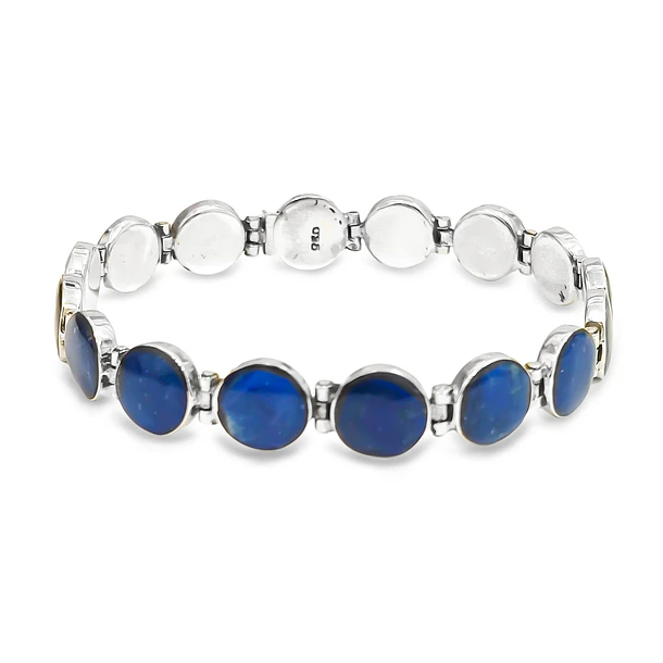 Pulsera Lapislázuli Bisagra Redondo Plata Fina 950 3