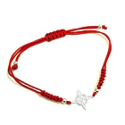 Pulsera Nudo De Bruja Plano Cordón Rojo Plata Fina 925 3