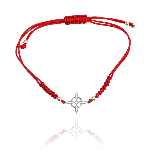 Pulsera Nudo De Bruja Plano Cordón Rojo Plata Fina 925 1