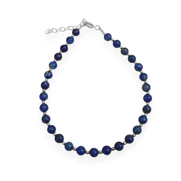  Pulsera Bolitas Lapislázuli 4mm Bolitas Plata Fina 925 3