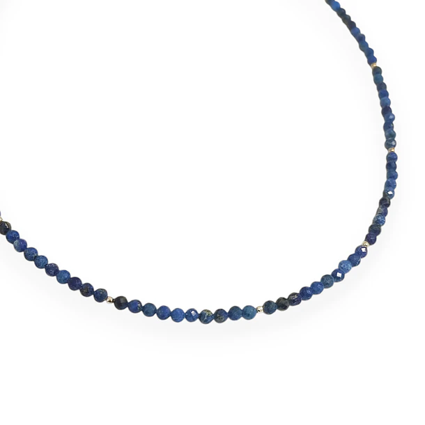 Collar Lapislázuli Facetado 3mm Bolita Plata Fina 925 4
