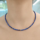 Collar Lapislázuli Facetado 3mm Bolita Plata Fina 925 2