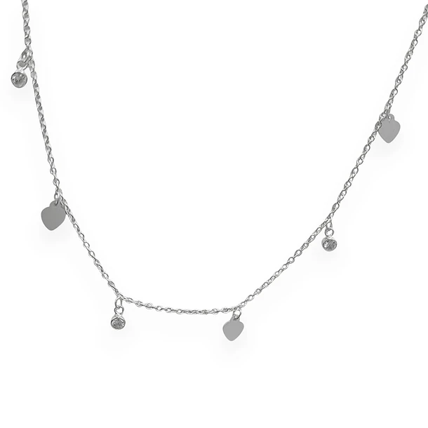 Collar Corazón Circón Redondo Plata Fina 925  4