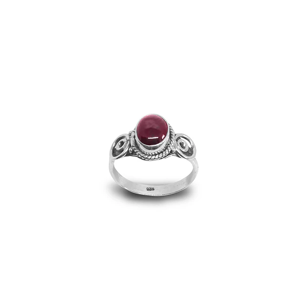 Anillo Piedra Granate Plata Fina 925  3