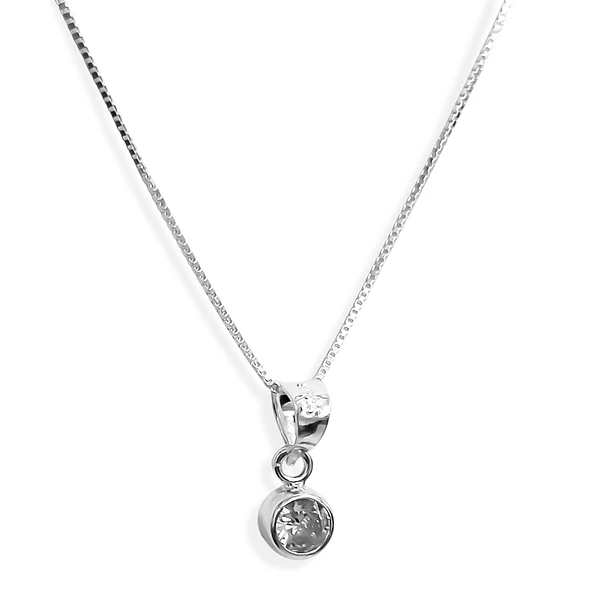 Collar Punto De Luz Circón Blanco Plata Fina 925 3