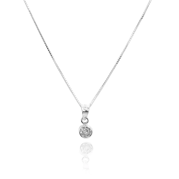 Collar Punto De Luz Circón Blanco Plata Fina 925 1