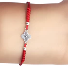 Pulsera Trébol Mini Plata Fina 925 Cordón Rojo Nudo Serpiente  2