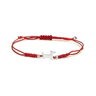  Pulsera Perro Salchicha Mini Plano Plata Fina 925 Cordón Rojo 1