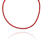 Collar Coral Reconstituido Facetado 4mm Plata Fina 925 1