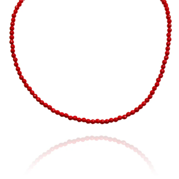 Collar Coral Reconstituido Facetado 4mm Plata Fina 925