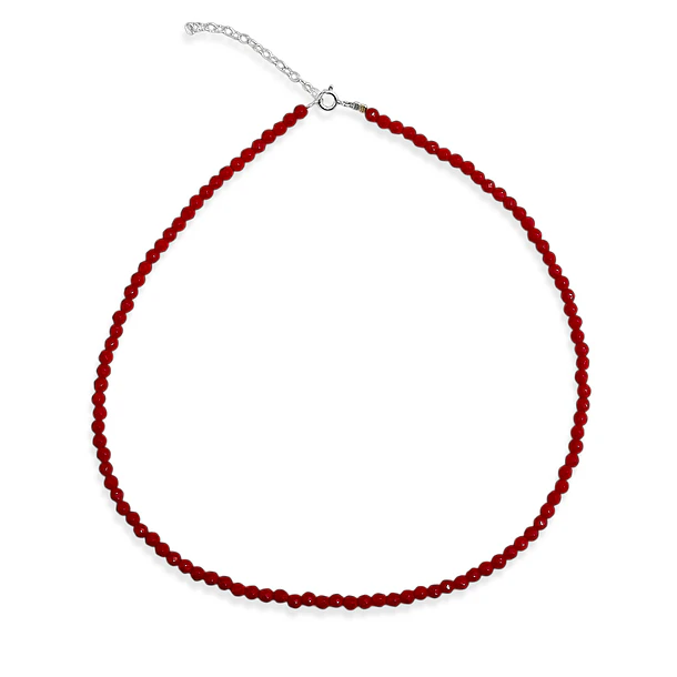 Collar Coral Reconstituido Facetado 4mm Plata Fina 925 3