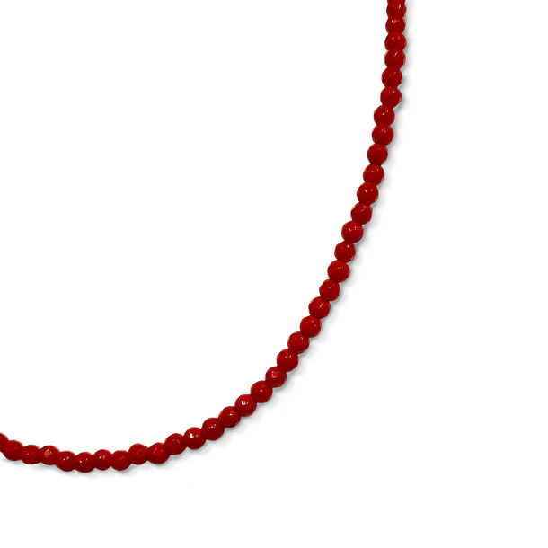 Collar Coral Reconstituido Facetado 4mm Plata Fina 925 4