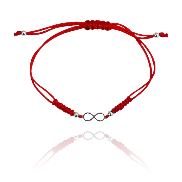 Pulsera Infinito Mini Plata Fina 925 Cordón Rojo Nudo Serpiente