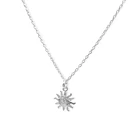 Collar Sol Cadena Eslabón Plata Fina 925 3