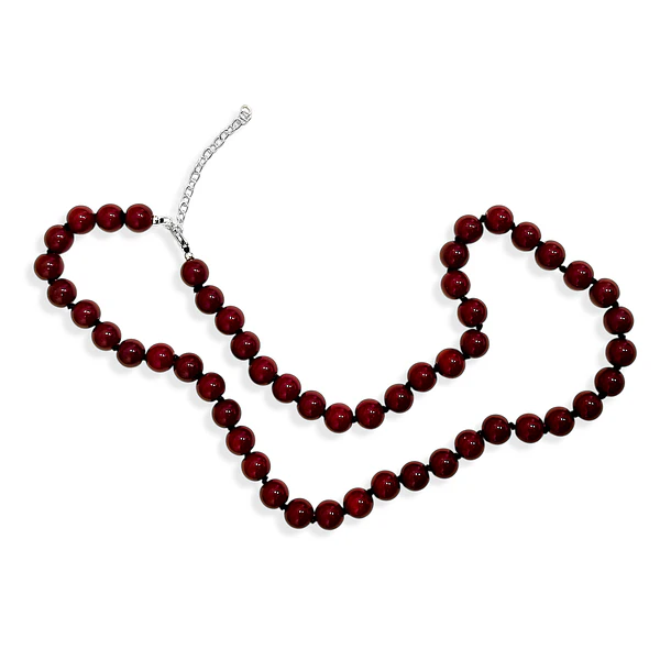 Collar Jade Rojo Oscuro 8mm Plata Fina 925 3