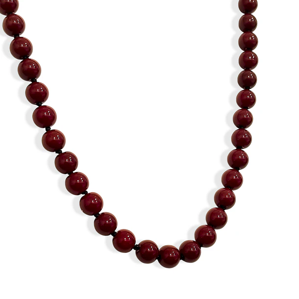 Collar Jade Rojo Oscuro 8mm Plata Fina 925 4