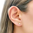 Aros Bebé Circón 4mm Blanco Enchapado Oro 18K 2