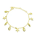 Pulsera Chiches Marinos Eslabón Enchapados Oro 18K 3