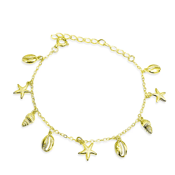 Pulsera Chiches Marinos Eslabón Enchapados Oro 18K 3