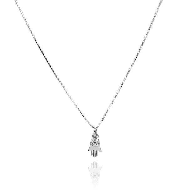 Collar Mano De Fátima Mini Veneciana Plata Fina 925