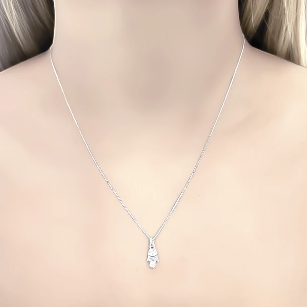 Collar Mano De Fátima Mini Veneciana Plata Fina 925
