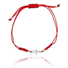Pulsera Cruz Ankh Mini Plata Fina 925 Cordón Rojo Nudo Serpiente 3